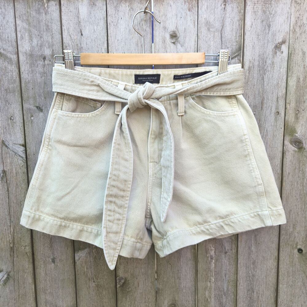 Banana Republic High-Rise Tie-Waist Denim Shorts Pebbled Ash/Sand Size 27 (S)
